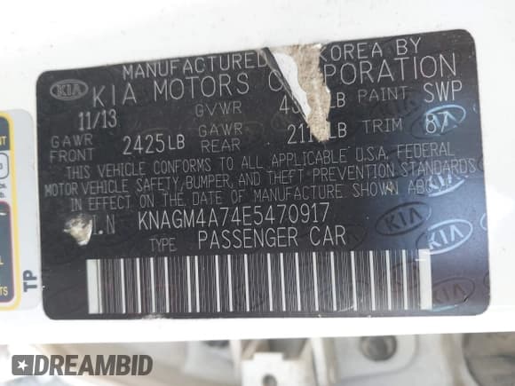 ✅ 2014 Kia Optima LX • VIN: KNAGM4A74E5470917 • Lot: 43633959. Wystawiony na IAAI z przebiegiem 192 868 mil. Bezpłatny archiwum sprzedaży aukcyjnych z USA i szczegółowy raport historii pojazdu na DreamBid. Zdjęcie 9.