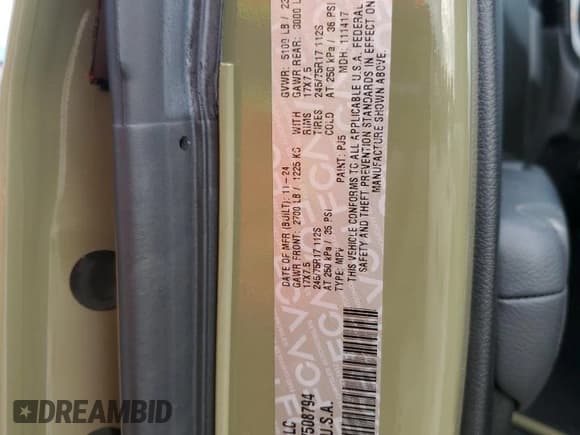 ✅ 2025 Jeep Wrangler Sport • VIN: 1C4PJXAN6SW508794 • Lot: 71632295. Listed on Copart with 3,726 mi. Free auction sales archive from the USA and detailed vehicle history report at DreamBid. Image 13.