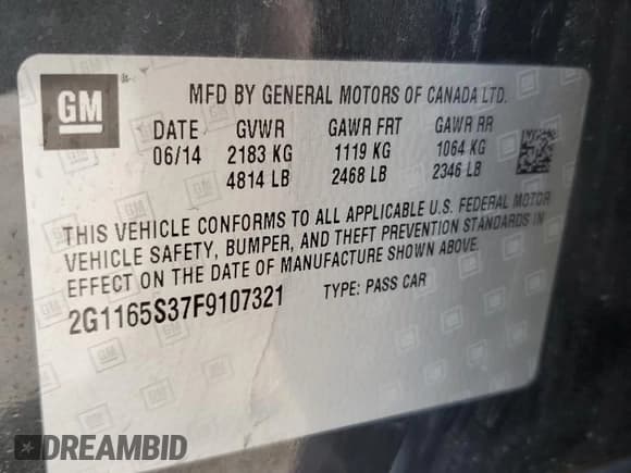 ✅ 2015 Chevrolet Impala LTZ • VIN: 2G1165S37F9107321 • Лот: 70274924. Опубликован ранее на Copart с пробегом 192 905 миль. Бесплатный доступ к архиву аукционных продаж из США и подробный отчёт об истории автомобиля на DreamBid. Изображение 13.