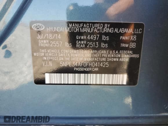 ✅ 2015 Hyundai Sonata Limited • VIN: 5NPE34AF0FH041425 • Лот: 90570705. Опубликован ранее на Copart с пробегом 91 983 миль. Бесплатный доступ к архиву аукционных продаж из США и подробный отчёт об истории автомобиля на DreamBid. Изображение 13.