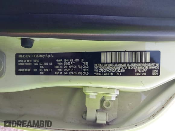 ✅ 2016 FIAT 500X Trekking • VIN: ZFBCFXCT0GP332819 • Lot: 43575827. Listed on IAAI with 110,079 mi. Free auction sales archive from the USA and detailed vehicle history report at DreamBid. Image 9.