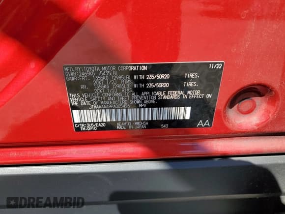 ✅ 2023 Toyota bZ4X XLE • VIN: JTMAAAAA9PA005426 • Lot: 68657534. Listed on Copart with 53,926 mi. Free auction sales archive from the USA and detailed vehicle history report at DreamBid. Image 13.