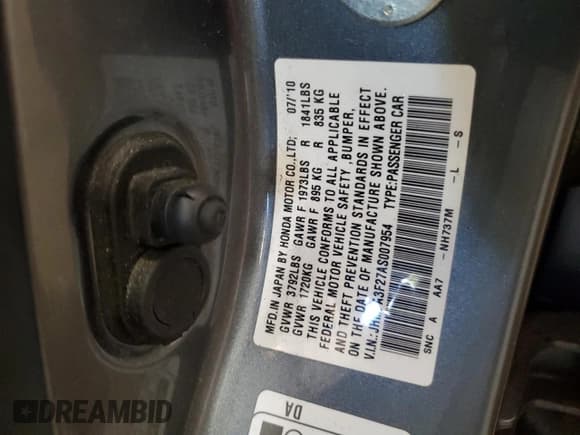 ✅ 2010 Honda Civic • VIN: JHMFA3F27AS007954 • Lot: 80250135. Wystawiony na Copart z przebiegiem 111 925 mil. Bezpłatny archiwum sprzedaży aukcyjnych z USA i szczegółowy raport historii pojazdu na DreamBid. Zdjęcie 13.