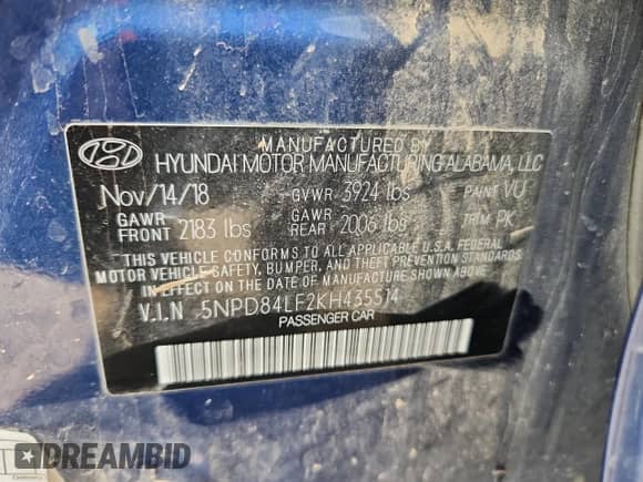 ✅ 2019 Hyundai Elantra SEL • VIN: 5NPD84LF2KH435514 • Лот: 81142185. Опубликован ранее на Copart с пробегом 106 215 миль. Бесплатный доступ к архиву аукционных продаж из США и подробный отчёт об истории автомобиля на DreamBid. Изображение 13.