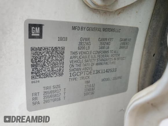 ✅ 2019 Chevrolet Colorado 4WD Z71 • VIN: 1GCPTDE13K1142533 • Лот: 67622955. Опубликован ранее на Copart с пробегом 53 730 миль. Бесплатный доступ к архиву аукционных продаж из США и подробный отчёт об истории автомобиля на DreamBid. Изображение 12.