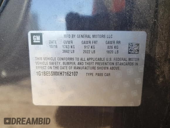 ✅ 2017 Chevrolet Cruze LT • VIN: 1G1BE5SMXH7162107 • Lot: 82661975. Wystawiony na Copart z przebiegiem 113 441 mil. Bezpłatny archiwum sprzedaży aukcyjnych z USA i szczegółowy raport historii pojazdu na DreamBid. Zdjęcie 12.