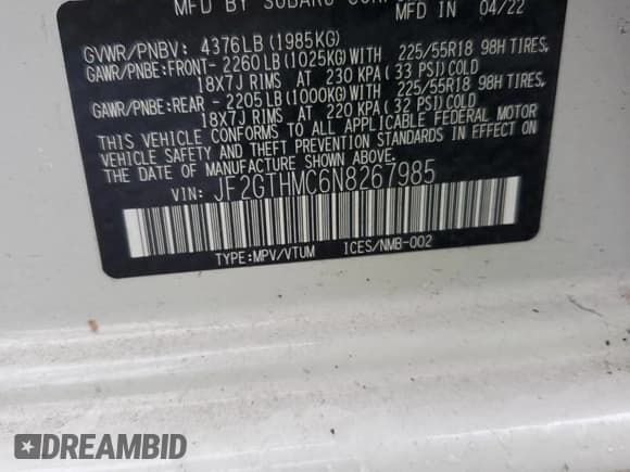 ✅ 2022 Subaru Crosstrek Limited • VIN: JF2GTHMC6N8267985 • Lot: 84951715. Wystawiony na Copart z przebiegiem 21 092 mil. Bezpłatny archiwum sprzedaży aukcyjnych z USA i szczegółowy raport historii pojazdu na DreamBid. Zdjęcie 13.