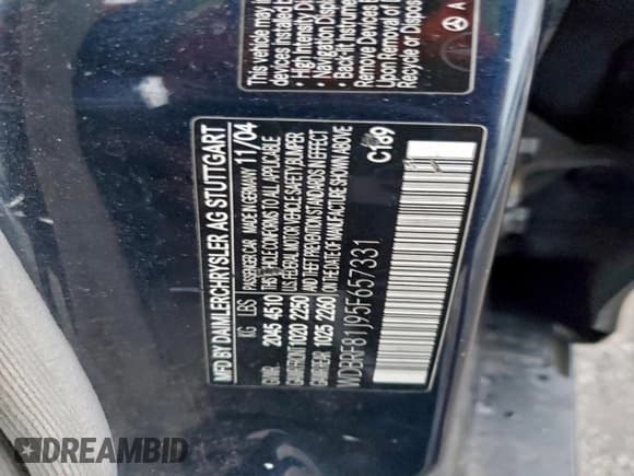 ✅ 2005 Mercedes-Benz C 240 • VIN: WDBRF81J95F657331 • Лот: 95320425. Опубликован ранее на Copart с пробегом 131 410 миль. Бесплатный доступ к архиву аукционных продаж из США и подробный отчёт об истории автомобиля на DreamBid. Изображение 12.