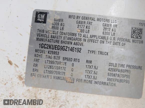 ✅ 2016 Chevrolet Silverado 2500HD Work Truck • VIN: 1GC2KUEG9GZ146192 • Lot: 40692043. Wystawiony na IAAI z przebiegiem Nie podano. Bezpłatny archiwum sprzedaży aukcyjnych z USA i szczegółowy raport historii pojazdu na DreamBid. Zdjęcie 9.