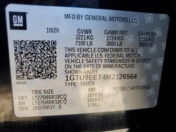 ✅ 2021 GMC Sierra 1500 AT4 • VIN: 1GTU9EET4MZ126564 • Лот: 90741135. Опубликован ранее на Copart с пробегом 138 875 миль. Бесплатный доступ к архиву аукционных продаж из США и подробный отчёт об истории автомобиля на DreamBid. Изображение 12.