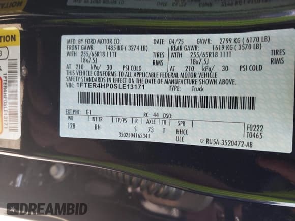 ✅ 2025 Ford Ranger XLT • VIN: 1FTER4HP0SLE13171 • Лот: 43146632. Опубликован ранее на IAAI с пробегом 6 200 миль. Бесплатный доступ к архиву аукционных продаж из США и подробный отчёт об истории автомобиля на DreamBid. Изображение 9.