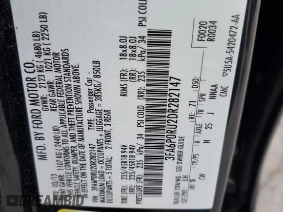 ✅ 2013 Ford Fusion Titanium Hybrid • VIN: 3FA6P0RU2DR282147 • Lot: 82401535. Wystawiony na Copart z przebiegiem 88 760 mil. Bezpłatny archiwum sprzedaży aukcyjnych z USA i szczegółowy raport historii pojazdu na DreamBid. Zdjęcie 13.