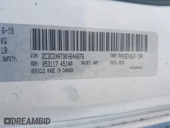 ✅ 2019 Dodge Charger Police • VIN: 2C3CDXAT9KH644876 • Lot: 42049208. Listed on IAAI with Not provided. Free auction sales archive from the USA and detailed vehicle history report at DreamBid. Image 9.