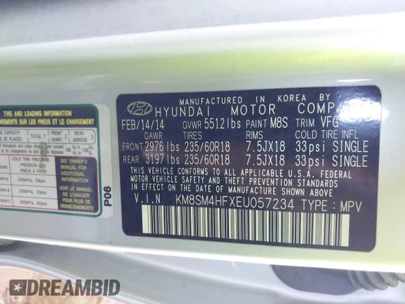 ✅ 2014 Hyundai Santa Fe GLS • VIN: KM8SM4HFXEU057234 • Лот: 43618248. Опубликован ранее на IAAI с пробегом 100 468 миль. Бесплатный доступ к архиву аукционных продаж из США и подробный отчёт об истории автомобиля на DreamBid. Изображение 9.