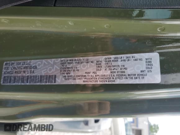 ✅ 2022 Jeep Wrangler Unlimited Rubicon • VIN: 1C4HJXFG1NW105406 • Lot: 62308745. Listed on Copart with Not provided. Free auction sales archive from the USA and detailed vehicle history report at DreamBid. Image 13.