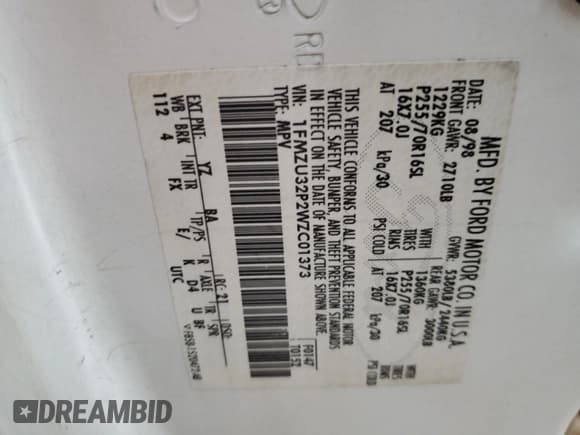 ✅ 1998 Ford Explorer XLT • VIN: 1FMZU32P2WZC01373 • Lot: 88286335. Wystawiony na Copart z przebiegiem 213 872 mil. Bezpłatny archiwum sprzedaży aukcyjnych z USA i szczegółowy raport historii pojazdu na DreamBid. Zdjęcie 15.