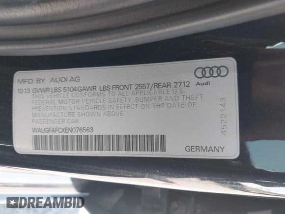 ✅ 2014 Audi A6 Premium Plus • VIN: WAUGFAFCXEN076563 • Лот: 42949445. Опубликован ранее на IAAI с пробегом 151 296 миль. Бесплатный доступ к архиву аукционных продаж из США и подробный отчёт об истории автомобиля на DreamBid. Изображение 9.