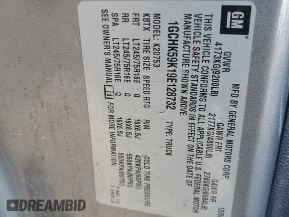 ✅ 2009 Chevrolet Silverado 2500HD LT • VIN: 1GCHK59K19E128732 • Лот: 43116715. Опубликован ранее на Copart с пробегом 182 502 миль. Бесплатный доступ к архиву аукционных продаж из США и подробный отчёт об истории автомобиля на DreamBid. Изображение 12.