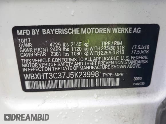 ✅ 2018 BMW X1 xDrive28i • VIN: WBXHT3C37J5K23998 • Lot: 43627488. Listed on IAAI with 153,000 mi. Free auction sales archive from the USA and detailed vehicle history report at DreamBid. Image 9.