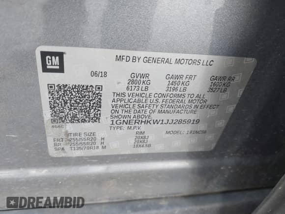 2018 Chevrolet Traverse LT with VIN 1GNERHKW1JJ285919, listed as a IAAI auction lot 43561652 with 153,238 mi miles and . Bid and sale history available at DreamBid. Image 9.