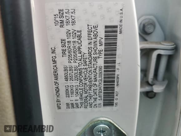 ✅ 2016 Acura RDX Advance • VIN: 5J8TB3H7XGL009390 • Lot: 84927165. Wystawiony na Copart z przebiegiem 50 662 mil. Bezpłatny archiwum sprzedaży aukcyjnych z USA i szczegółowy raport historii pojazdu na DreamBid. Zdjęcie 12.