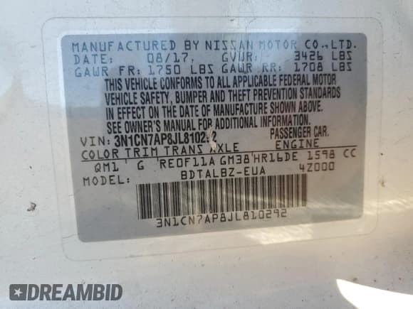 ✅ 2018 Nissan Versa SV • VIN: 3N1CN7AP8JL810292 • Lot: 90975665. Wystawiony na Copart z przebiegiem 113 007 mil. Bezpłatny archiwum sprzedaży aukcyjnych z USA i szczegółowy raport historii pojazdu na DreamBid. Zdjęcie 13.