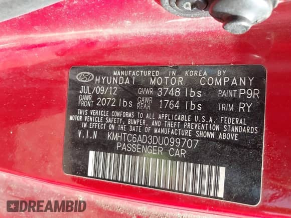 2013 Hyundai Veloster w/Black Int с VIN KMHTC6AD3DU099707, выставлен на аукционе IAAI как лот 43076379 с пробегом 128 517 миль миль и . История ставок и продаж доступна на DreamBid. Изображение 9.