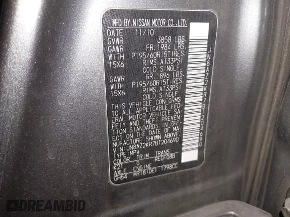 ✅ 2011 Nissan Cube S Krom Edition • VIN: JN8AZ2KR7BT204690 • Lot: 42618833. Wystawiony na IAAI z przebiegiem 141 806 mil. Bezpłatny archiwum sprzedaży aukcyjnych z USA i szczegółowy raport historii pojazdu na DreamBid. Zdjęcie 9.