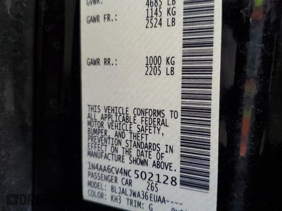 ✅ 2022 Nissan Maxima SV • VIN: 1N4AA6CV4NC502128 • Lot: 80267135. Wystawiony na Copart z przebiegiem 88 002 mil. Bezpłatny archiwum sprzedaży aukcyjnych z USA i szczegółowy raport historii pojazdu na DreamBid. Zdjęcie 12.