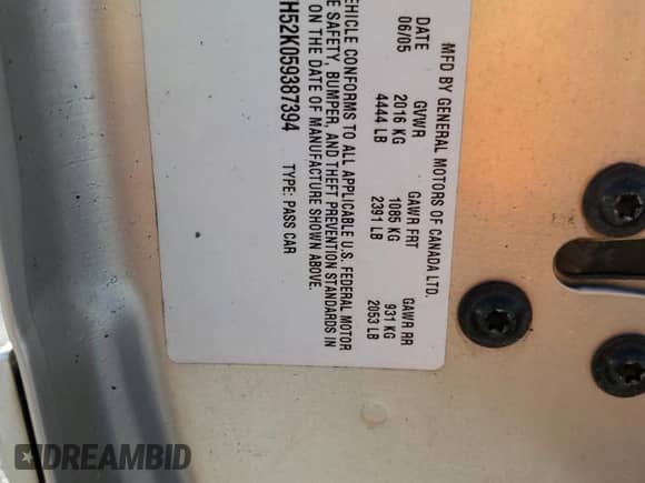 2005 Chevrolet Impala LS с VIN 2G1WH52K059387394, выставлен на аукционе Copart как лот 74964704 с пробегом Не указан миль и Списание • Salvage title. История ставок и продаж доступна на DreamBid. Изображение 13.