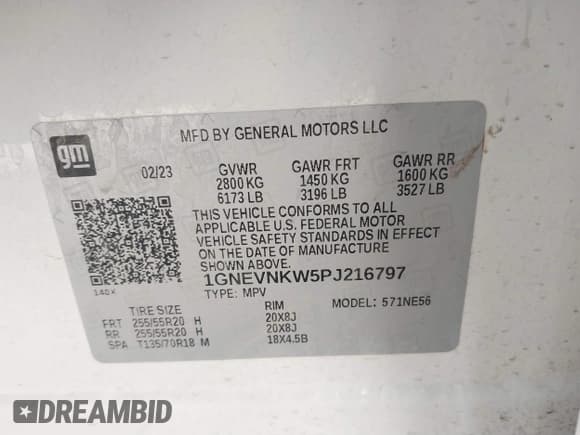 ✅ 2023 Chevrolet Traverse High Country • VIN: 1GNEVNKW5PJ216797 • Lot: 41479227. Wystawiony na IAAI z przebiegiem 45 527 mil. Bezpłatny archiwum sprzedaży aukcyjnych z USA i szczegółowy raport historii pojazdu na DreamBid. Zdjęcie 9.