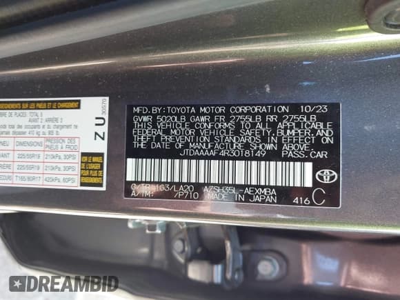 ✅ 2024 Toyota Crown XLE • VIN: JTDAAAAF4R3018149 • Lot: 42293604. Wystawiony na IAAI z przebiegiem 22 408 mil. Bezpłatny archiwum sprzedaży aukcyjnych z USA i szczegółowy raport historii pojazdu na DreamBid. Zdjęcie 9.