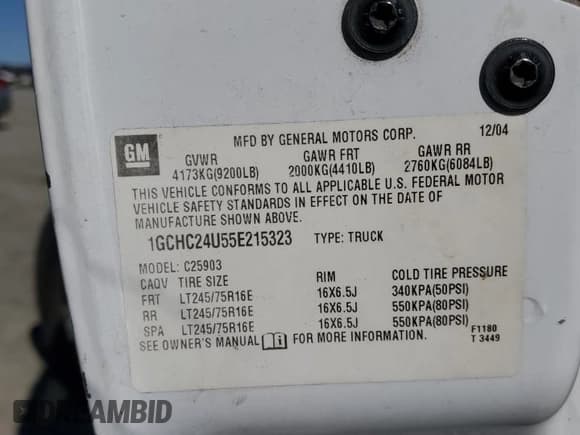 ✅ 2005 Chevrolet Silverado 2500HD Work Truck • VIN: 1GCHC24U55E215323 • Лот: 48371095. Опубликован ранее на Copart с пробегом Не указан. Бесплатный доступ к архиву аукционных продаж из США и подробный отчёт об истории автомобиля на DreamBid. Изображение 13.