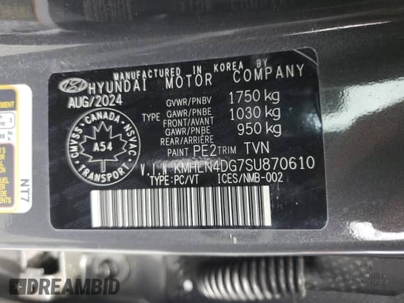 2025 Hyundai Elantra Preferred z VIN KMHLN4DG7SU870610, wystawiony jako Copart lot #71160015 z przebiegiem 8 029 mil mil oraz Szkoda całkowita • Salvage title. Historia ofert i sprzedaży dostępna na DreamBid. Obrazek 13.