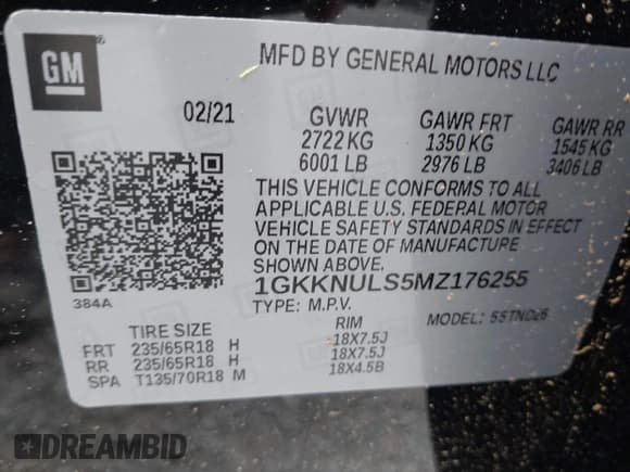 ✅ 2021 GMC Acadia SLT • VIN: 1GKKNULS5MZ176255 • Лот: 42151702. Опубликован ранее на IAAI с пробегом 41 336 миль. Бесплатный доступ к архиву аукционных продаж из США и подробный отчёт об истории автомобиля на DreamBid. Изображение 9.