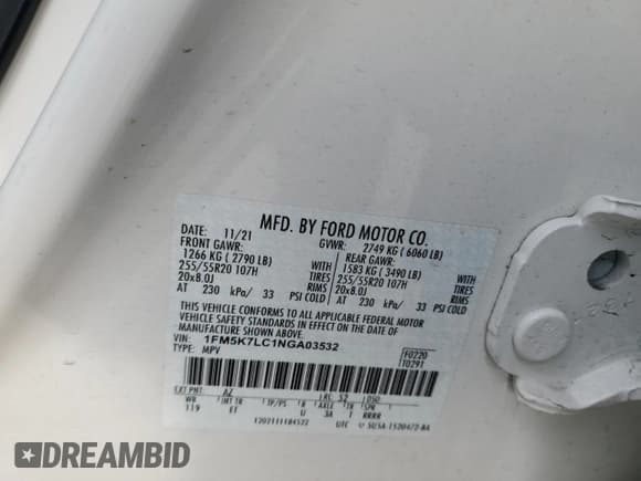 ✅ 2022 Ford Explorer King Ranch • VIN: 1FM5K7LC1NGA03532 • Лот: 84902714. Опубликован ранее на Copart с пробегом 43 030 миль. Бесплатный доступ к архиву аукционных продаж из США и подробный отчёт об истории автомобиля на DreamBid. Изображение 13.