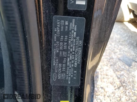 ✅ 2009 Hyundai Accent Auto GS • VIN: KMHCM36C79U126636 • Лот: 45266575. Опубликован ранее на Copart с пробегом 125 496 миль. Бесплатный доступ к архиву аукционных продаж из США и подробный отчёт об истории автомобиля на DreamBid. Изображение 14.