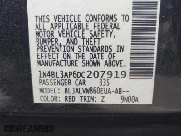 ✅ 2013 Nissan Altima SL • VIN: 1N4BL3AP6DC207919 • Lot: 43430519. Listed on IAAI with 155,612 mi. Free auction sales archive from the USA and detailed vehicle history report at DreamBid. Image 9.