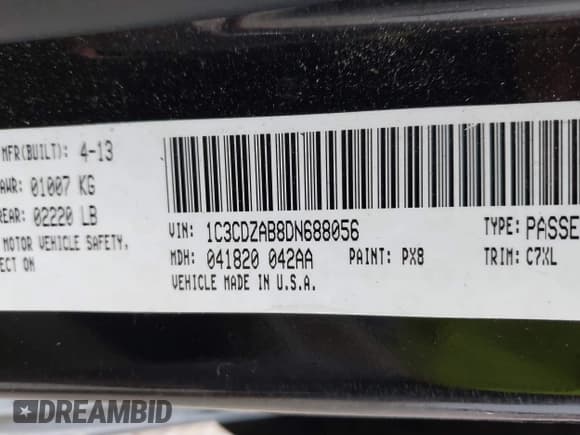 ✅ 2013 Dodge Avenger SE • VIN: 1C3CDZAB8DN688056 • Лот: 41520592. Опубликован ранее на IAAI с пробегом 141 701 миль. Бесплатный доступ к архиву аукционных продаж из США и подробный отчёт об истории автомобиля на DreamBid. Изображение 9.