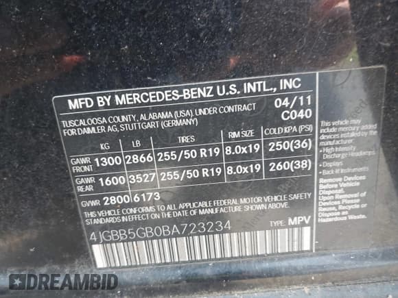 ✅ 2011 Mercedes-Benz M 350 • VIN: 4JGBB5GB0BA723234 • Lot: 42792256. Listed on IAAI with 284,987 mi. Free auction sales archive from the USA and detailed vehicle history report at DreamBid. Image 9.