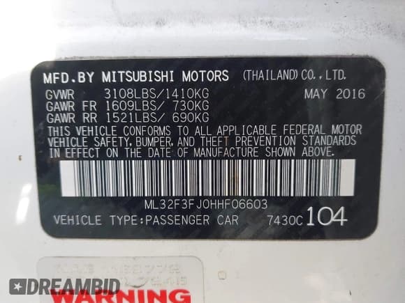 ✅ 2017 Mitsubishi Mirage ES • VIN: ML32F3FJ0HHF06603 • Лот: 43496652. Опубликован ранее на IAAI с пробегом 109 037 миль. Бесплатный доступ к архиву аукционных продаж из США и подробный отчёт об истории автомобиля на DreamBid. Изображение 9.