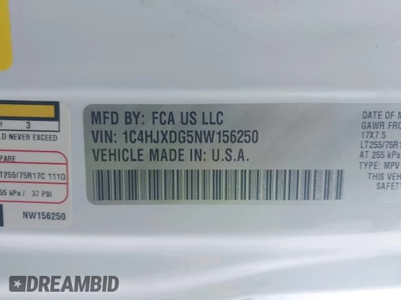 ✅ 2022 Jeep Wrangler Unlimited Sport S • VIN: 1C4HJXDG5NW156250 • Lot: 42601680. Wystawiony na IAAI z przebiegiem 56 083 mil. Bezpłatny archiwum sprzedaży aukcyjnych z USA i szczegółowy raport historii pojazdu na DreamBid. Zdjęcie 9.