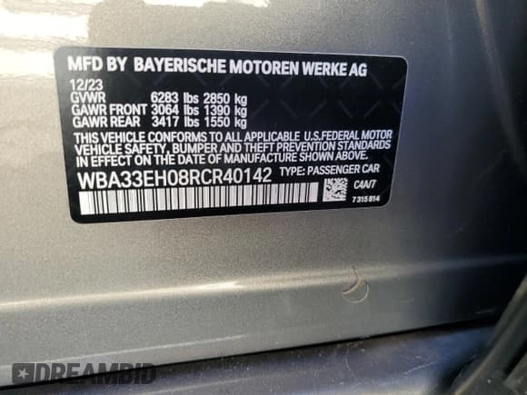 ✅ 2024 BMW 7 Series 740i xDrive • VIN: WBA33EH08RCR40142 • Лот: 87802195. Опубликован ранее на Copart с пробегом 6 409 миль. Бесплатный доступ к архиву аукционных продаж из США и подробный отчёт об истории автомобиля на DreamBid. Изображение 13.