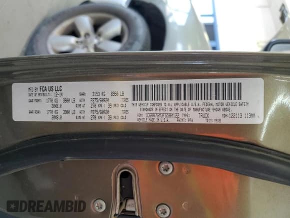 ✅ 2015 Ram 1500 Big Horn • VIN: 1C6RR7GM3FS580122 • Лот: 66043125. Опубликован ранее на Copart с пробегом 148 953 миль. Бесплатный доступ к архиву аукционных продаж из США и подробный отчёт об истории автомобиля на DreamBid. Изображение 12.