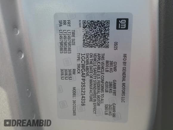 ✅ 2025 Chevrolet Express Cargo • VIN: 1GCWGAFP3S1214316 • Lot: 66820375. Wystawiony na Copart z przebiegiem 512 mil. Bezpłatny archiwum sprzedaży aukcyjnych z USA i szczegółowy raport historii pojazdu na DreamBid. Zdjęcie 14.