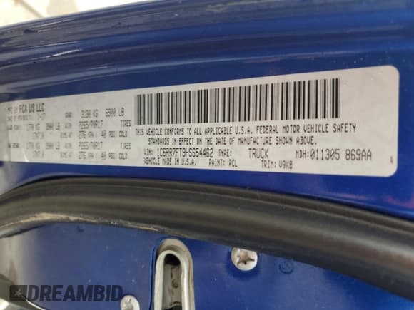 ✅ 2017 Ram 1500 Tradesman • VIN: 1C6RR7FT9HS654462 • Lot: 52347255. Listed on Copart with 87,453 mi. Free auction sales archive from the USA and detailed vehicle history report at DreamBid. Image 13.