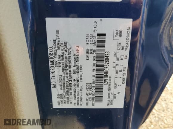 ✅ 2007 Ford Mustang Deluxe • VIN: 1ZVFT84N075280423 • Lot: 82774525. Listed on Copart with 193,579 mi. Free auction sales archive from the USA and detailed vehicle history report at DreamBid. Image 12.