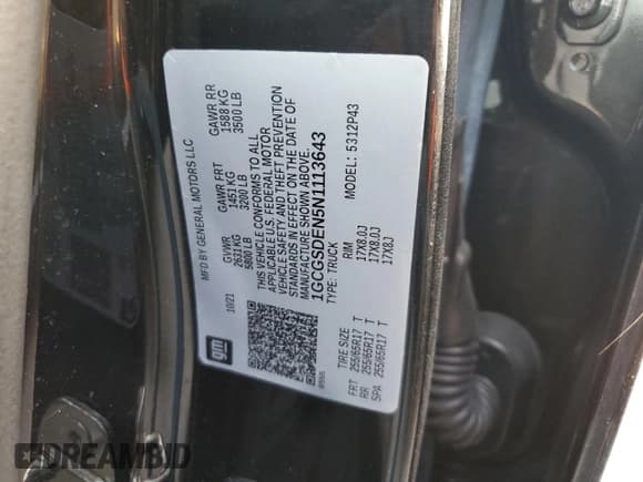 ✅ 2022 Chevrolet Colorado 2WD Z71 • VIN: 1GCGSDEN5N1113643 • Лот: 74603904. Опубликован ранее на Copart с пробегом Не указан. Бесплатный доступ к архиву аукционных продаж из США и подробный отчёт об истории автомобиля на DreamBid. Изображение 13.