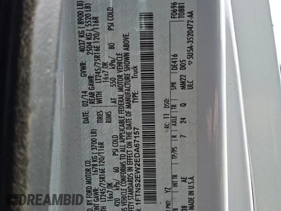 ✅ 2014 Ford Econoline Cargo Commercial • VIN: 1FTNS2EW2EDA67157 • Лот: 52833565. Опубликован ранее на Copart с пробегом 136 783 миль. Бесплатный доступ к архиву аукционных продаж из США и подробный отчёт об истории автомобиля на DreamBid. Изображение 10.