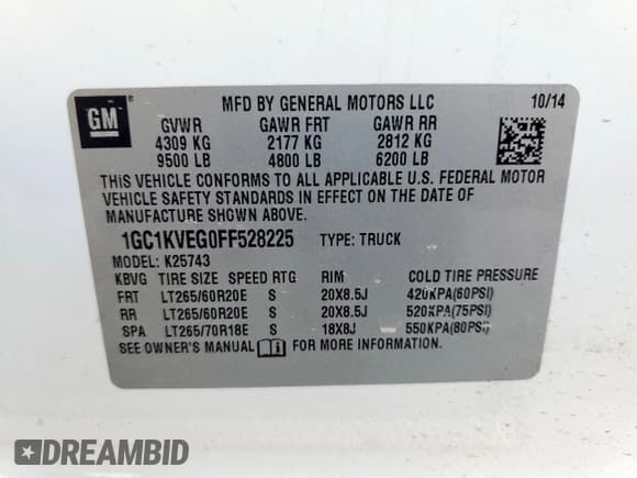 ✅ 2015 Chevrolet Silverado 2500HD LT • VIN: 1GC1KVEG0FF528225 • Лот: 86517815. Опубликован ранее на Copart с пробегом 283 951 миль. Бесплатный доступ к архиву аукционных продаж из США и подробный отчёт об истории автомобиля на DreamBid. Изображение 13.